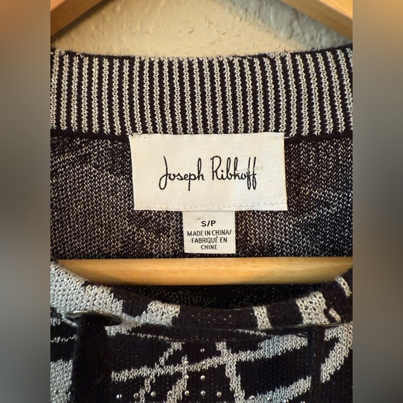 Joseph Ribkoff Metallic Jacquard Pullover Sweater Small Black - Picture 9 of 9